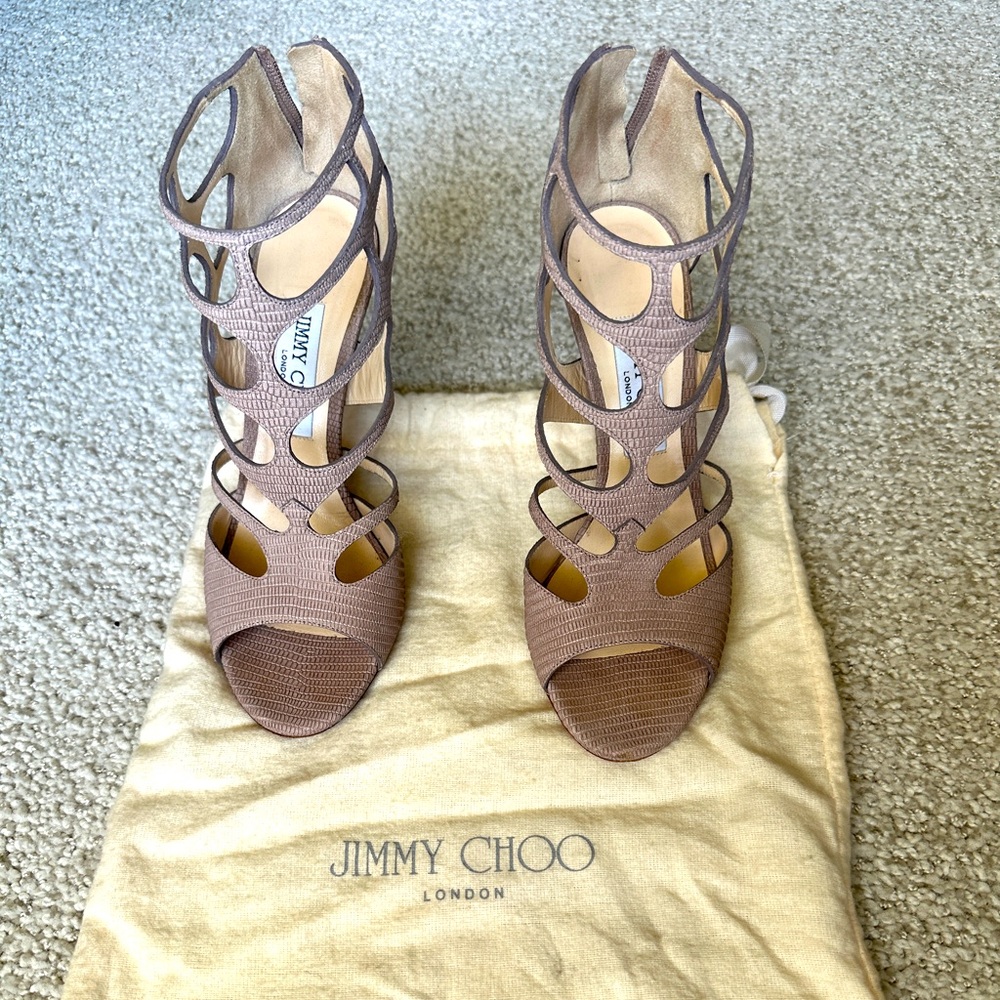Jimmy choo heels with dust bag! Barely used with a great heel and color! 💕